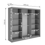 Szafa przesuwna WALENCJA 240 cm - szary z lustrem