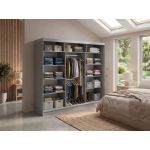 Szafa przesuwna WALENCJA 240 cm - szary z lustrem