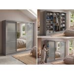 Szafa przesuwna WALENCJA 240 cm - szary z lustrem