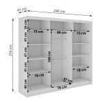 Szafa przesuwna WALENCJA 240 cm - biały z lustrem