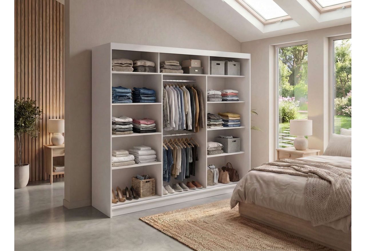 Szafa przesuwna WALENCJA 240 cm - biały z lustrem