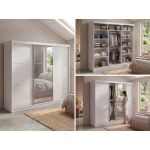 Szafa przesuwna WALENCJA 240 cm - biały z lustrem