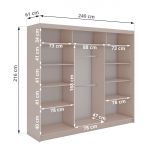 Szafa przesuwna WALENCJA 240 cm - kaszmir/szary z lustrem