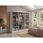 Szafa przesuwna WALENCJA 240 cm - kaszmir/szary z lustrem