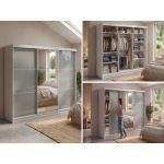 Szafa przesuwna WALENCJA 240 cm - kaszmir/szary z lustrem
