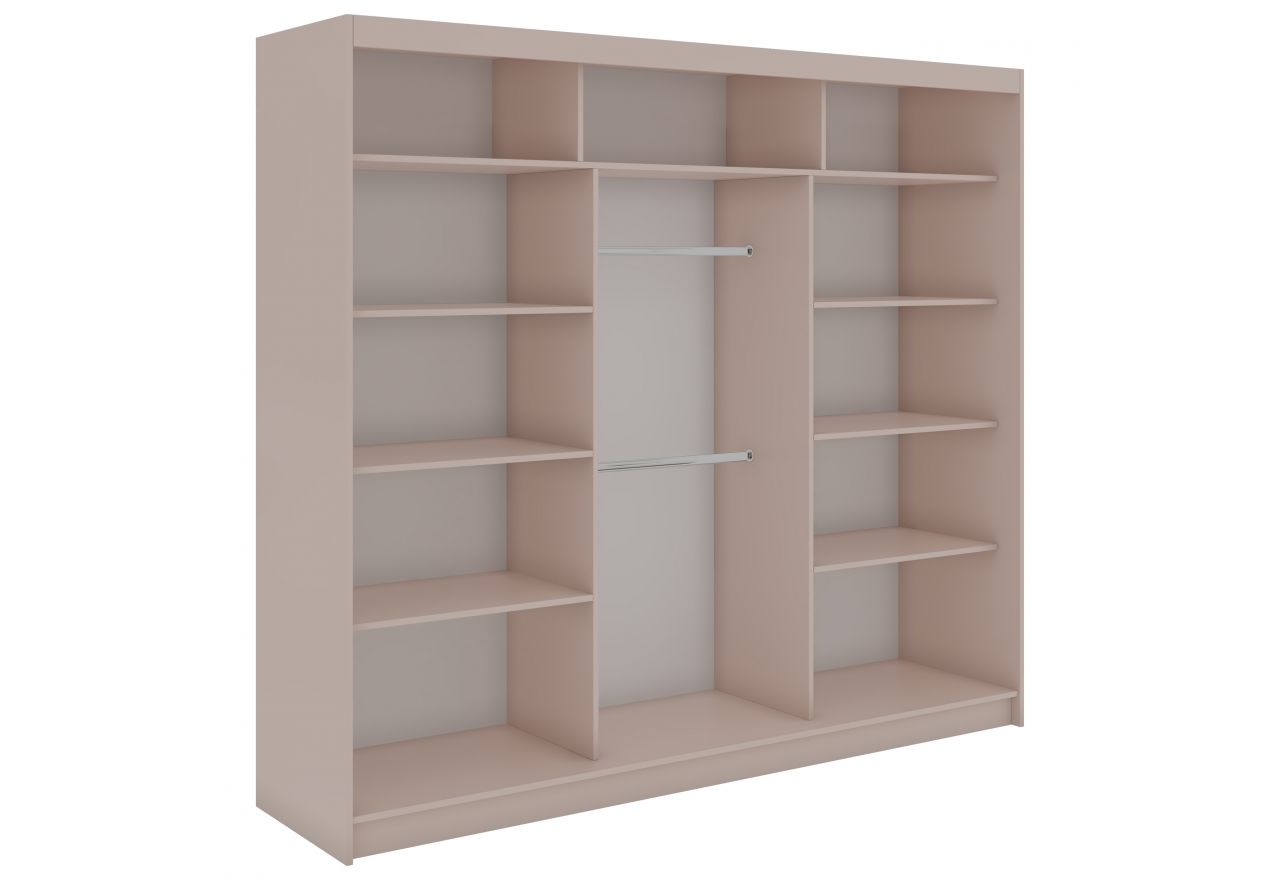 Szafa przesuwna WALENCJA 240 cm - kaszmir/szary z lustrem