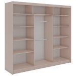 Szafa przesuwna WALENCJA 240 cm - kaszmir/szary z lustrem