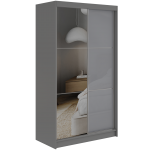 Szafa przesuwna WALENCJA 120 cm - szary z lustrem  +  2 szuflady