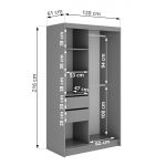 Szafa przesuwna WALENCJA 120 cm - szary z lustrem  +  2 szuflady