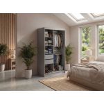 Szafa przesuwna WALENCJA 120 cm - szary z lustrem  +  2 szuflady