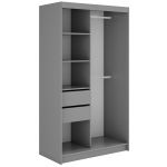 Szafa przesuwna WALENCJA 120 cm - szary z lustrem  +  2 szuflady