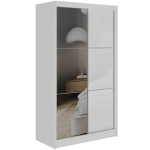 Szafa przesuwna WALENCJA 120 cm - biały z lustrem  +  2 szuflady