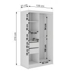 Szafa przesuwna WALENCJA 120 cm - biały z lustrem  +  2 szuflady
