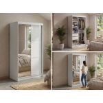 Szafa przesuwna WALENCJA 120 cm - biały z lustrem  +  2 szuflady