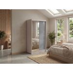 Szafa przesuwna WALENCJA 120 cm - kaszmir/szary z lustrem  +  2 szuflady