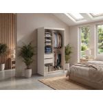 Szafa przesuwna WALENCJA 120 cm - kaszmir/szary z lustrem  +  2 szuflady