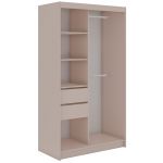 Szafa przesuwna WALENCJA 120 cm - kaszmir/szary z lustrem  +  2 szuflady