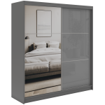 Szafa przesuwna WALENCJA 200 cm - szary z lustrem +  4 szuflady
