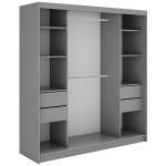 Szafa przesuwna WALENCJA 200 cm - szary z lustrem +  4 szuflady