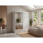 Szafa przesuwna WALENCJA 200 cm - biały z lustrem +  4 szuflady