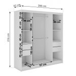 Szafa przesuwna WALENCJA 200 cm - biały z lustrem +  4 szuflady