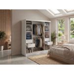 Szafa przesuwna WALENCJA 200 cm - biały z lustrem +  4 szuflady