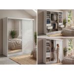 Szafa przesuwna WALENCJA 200 cm - biały z lustrem +  4 szuflady