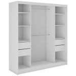 Szafa przesuwna WALENCJA 200 cm - biały z lustrem +  4 szuflady