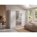 Szafa przesuwna WALENCJA 240 cm - biały z lustrem +  4 szuflady