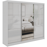 Szafa przesuwna WALENCJA 240 cm - biały z lustrem +  4 szuflady