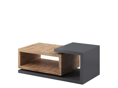 Prostokątny stolik kawowy w eleganckim stylu do pokoju i salonu - KAPPA Dąb ribbec / antracyt - OUTLET