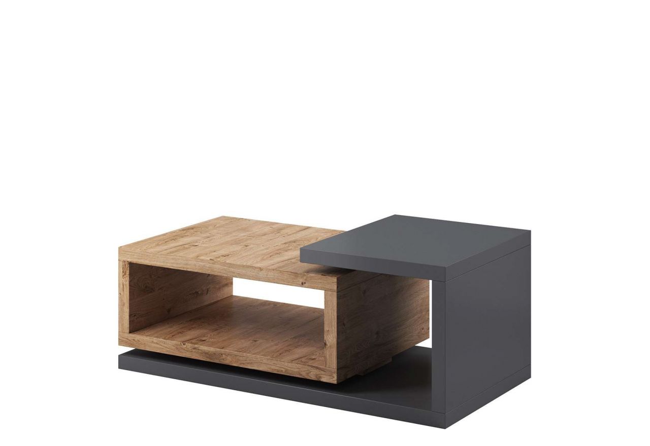 Prostokątny stolik kawowy w eleganckim stylu do pokoju i salonu - KAPPA Dąb ribbec / antracyt - OUTLET
