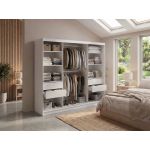 Szafa przesuwna WALENCJA 240 cm - biały z lustrem +  4 szuflady