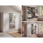 Szafa przesuwna WALENCJA 240 cm - biały z lustrem +  4 szuflady