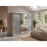 Szafa przesuwna WALENCJA 240 cm - kaszmir/szary z lustrem +  4 szuflady