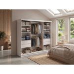 Szafa przesuwna WALENCJA 240 cm - kaszmir/szary z lustrem +  4 szuflady