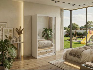 Szafa przesuwna DUBROWNIK 120 - biały z lustrem