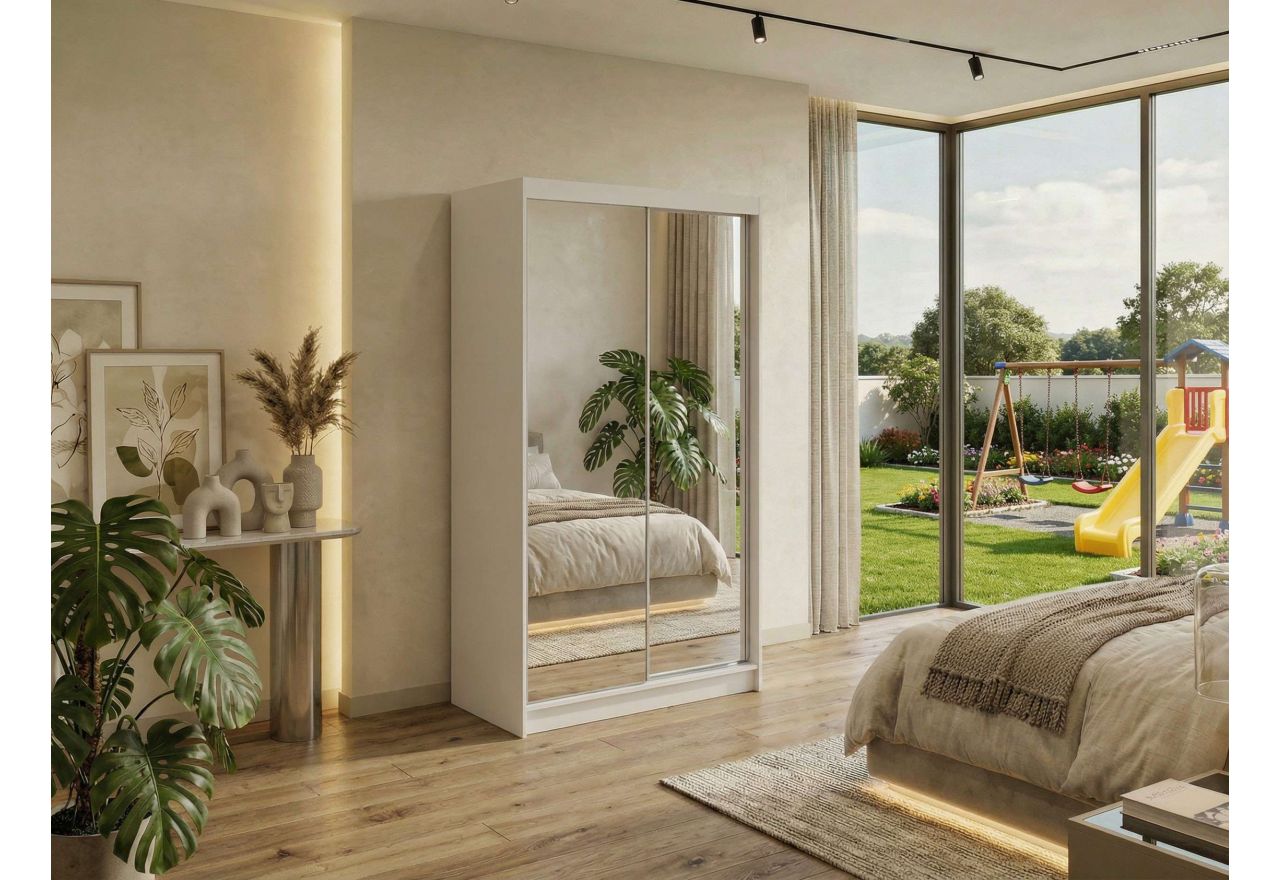 Szafa przesuwna DUBROWNIK 120 cm - biały z lustrem