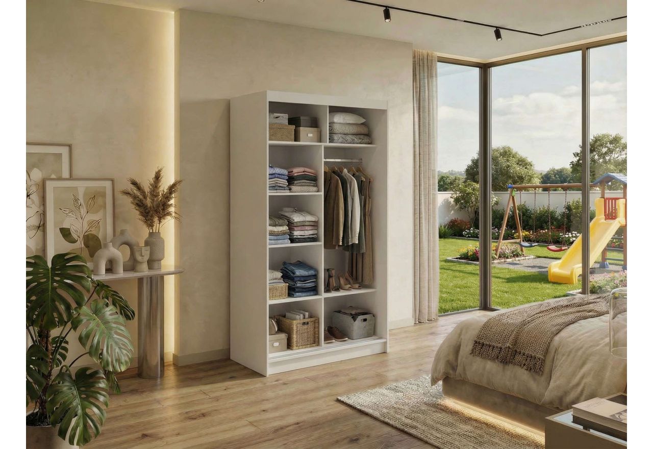 Szafa przesuwna DUBROWNIK 120 cm - biały z lustrem