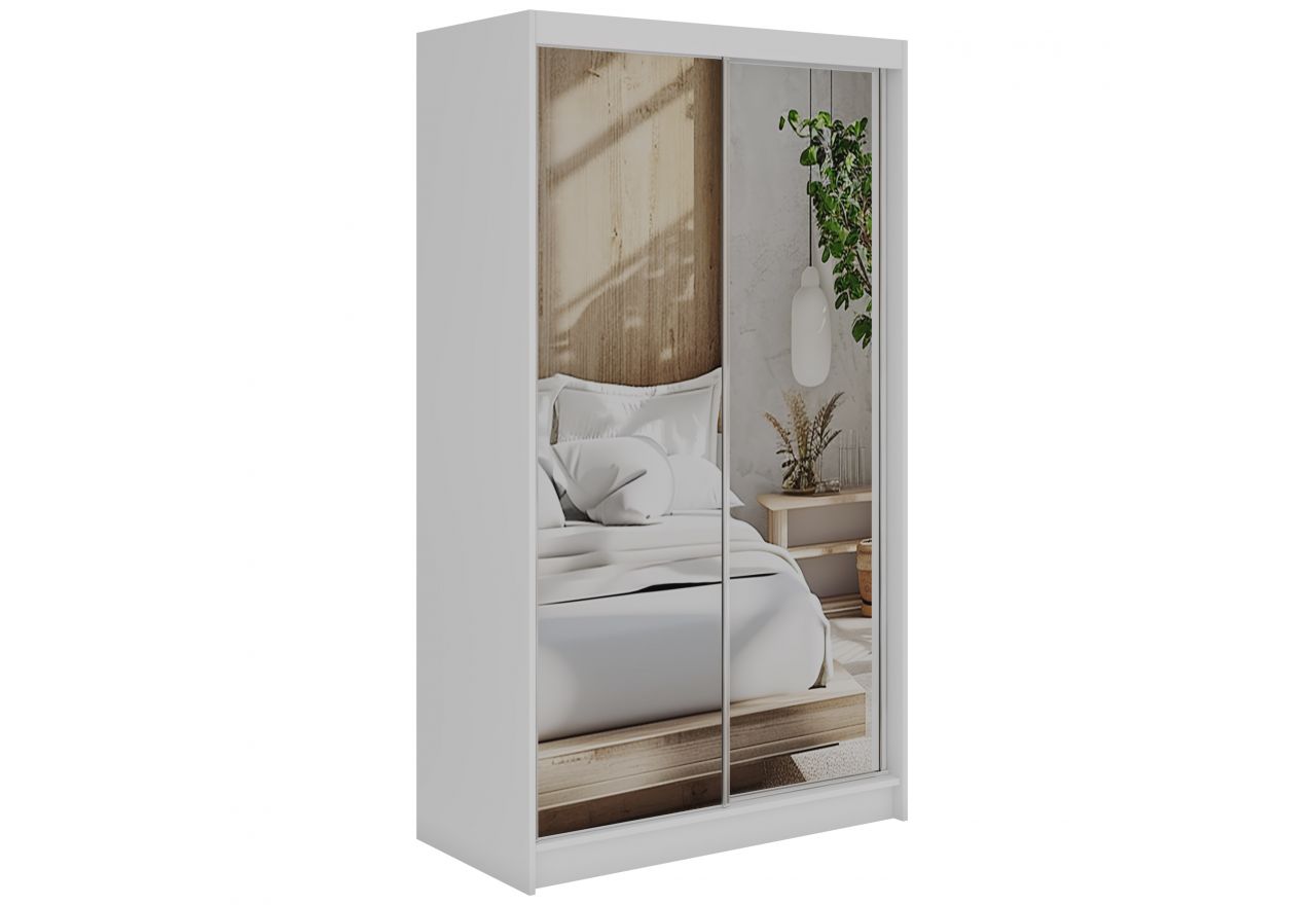 Szafa przesuwna DUBROWNIK 120 cm - biały z lustrem