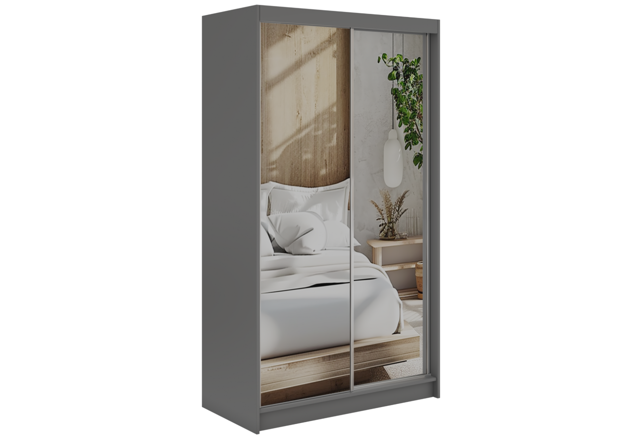 Szafa przesuwna DUBROWNIK 120 cm - szary z lustrem