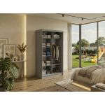 Szafa przesuwna DUBROWNIK 120 cm - szary z lustrem