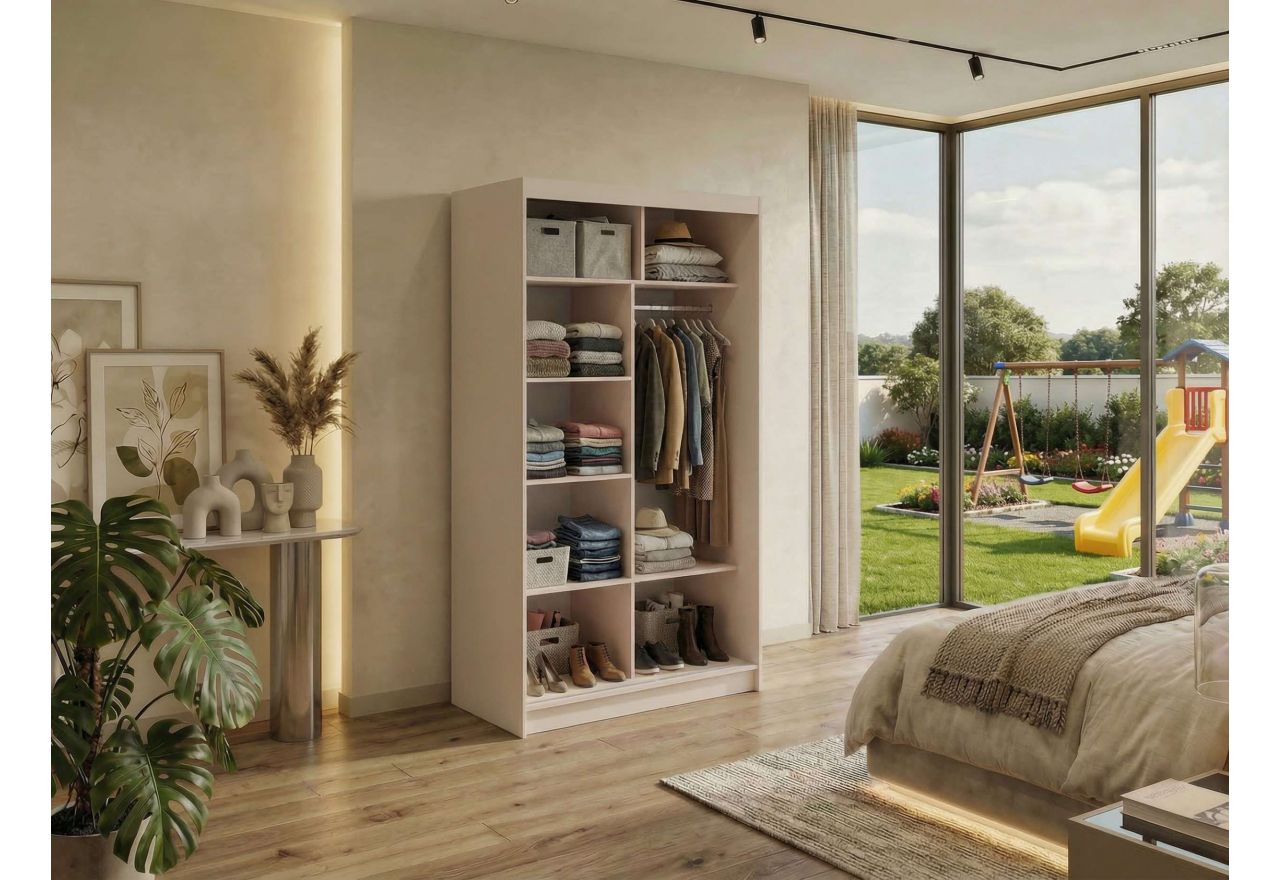 Szafa przesuwna DUBROWNIK 120 cm - kaszmir z lustrem