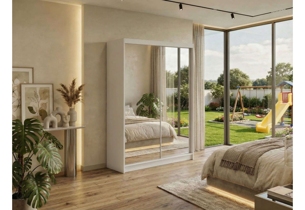 Szafa przesuwna DUBROWNIK 150 cm - biały z lustrem