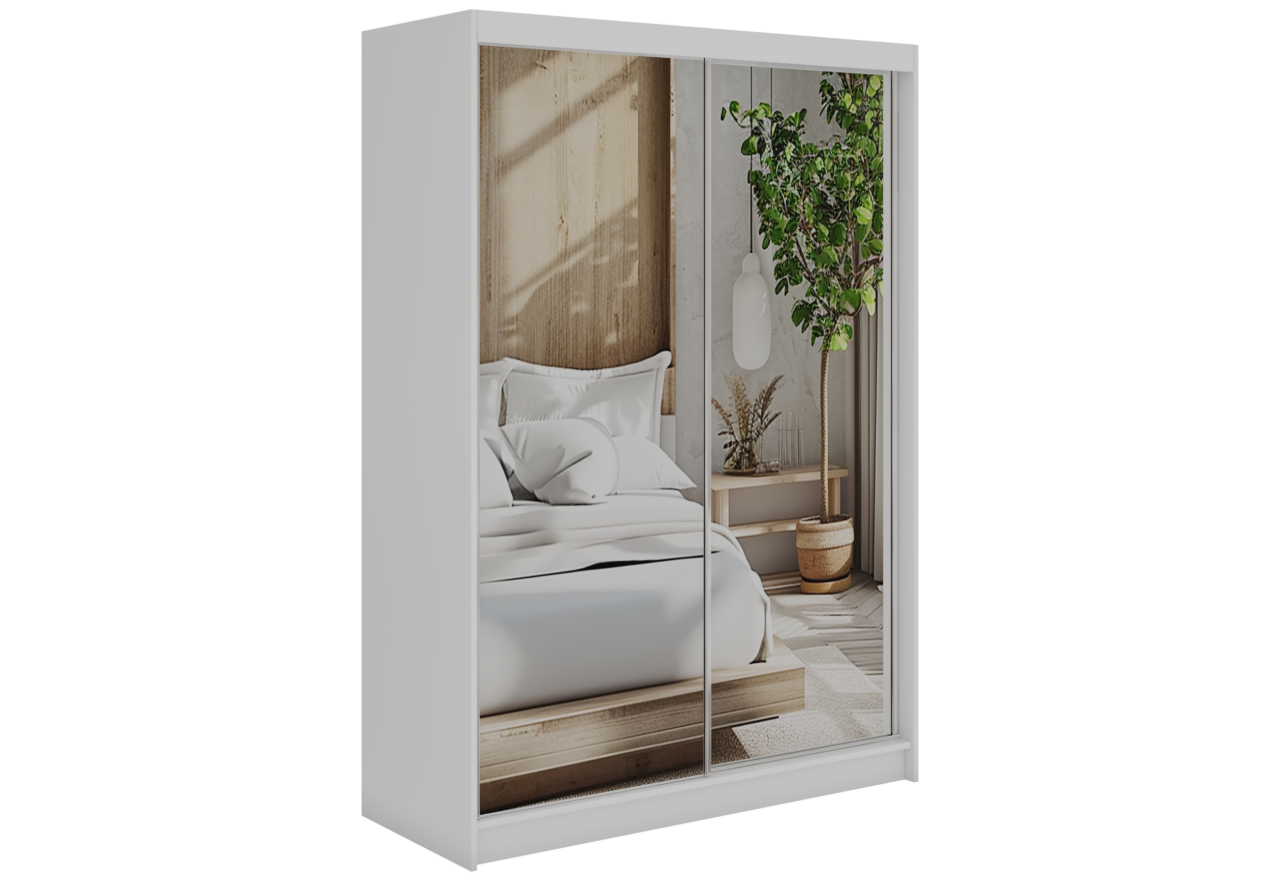 Szafa przesuwna DUBROWNIK 150 cm - biały z lustrem