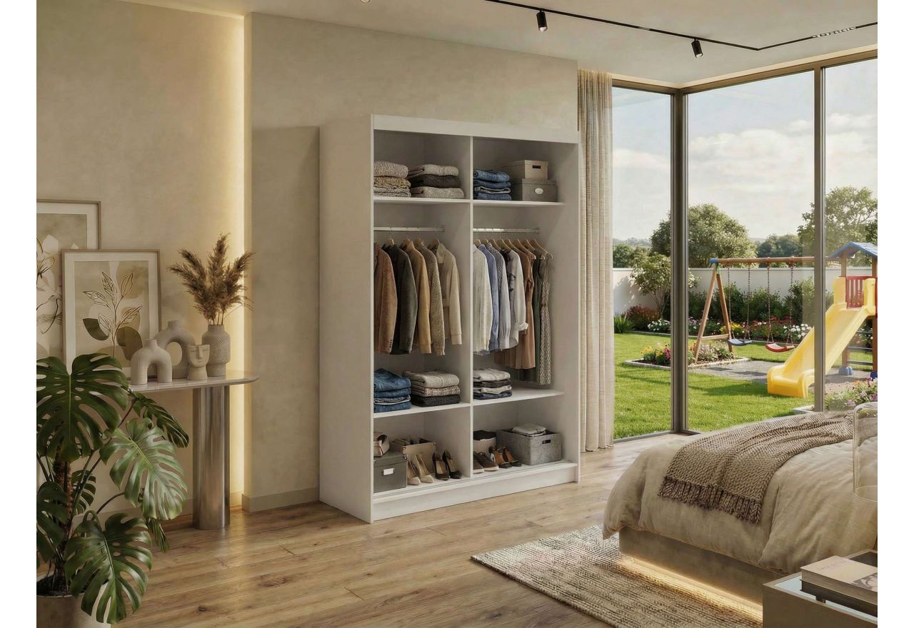 Szafa przesuwna DUBROWNIK 150 cm - biały z lustrem