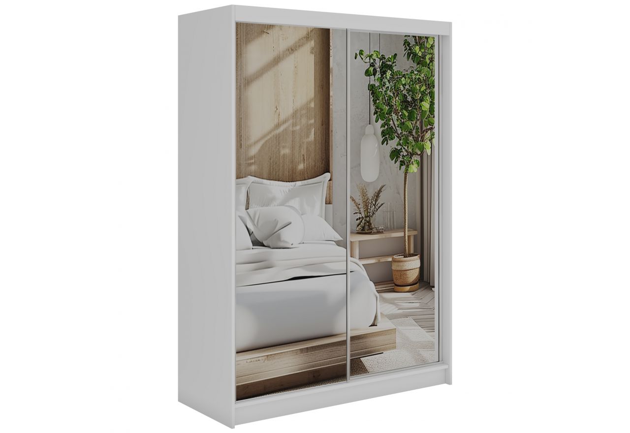 Szafa przesuwna DUBROWNIK 150 cm - biały z lustrem