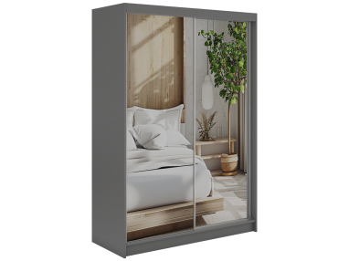 Szafa przesuwna DUBROWNIK 150 - szary z lustrem