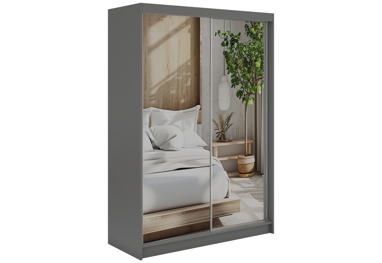 Szafa przesuwna DUBROWNIK 150 cm - szary z lustrem