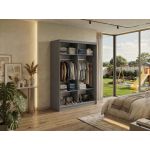 Szafa przesuwna DUBROWNIK 150 cm - szary z lustrem